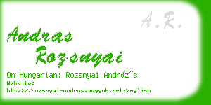 andras rozsnyai business card